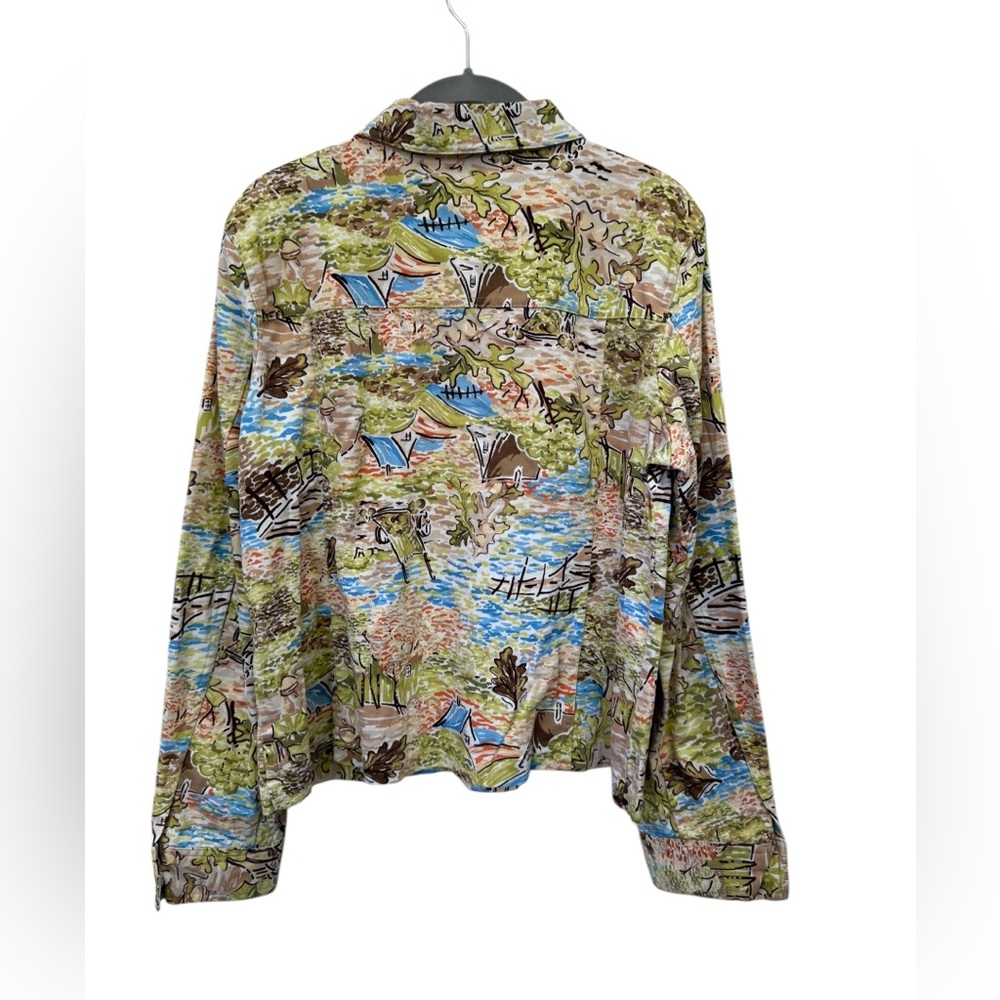 Christopher & Banks Watercolor Landscape Scene Jacket size Large - Picture 4 of 8